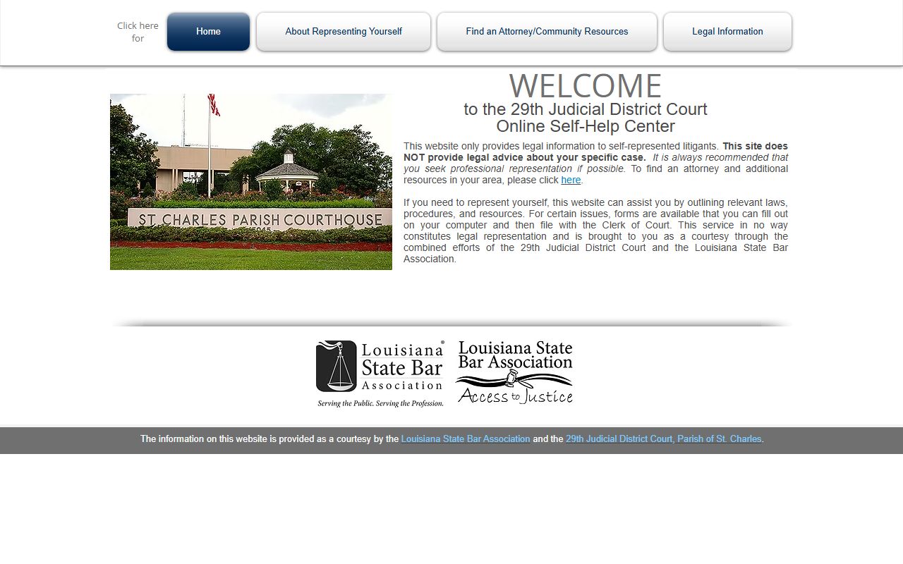 St. Charles Parish court dockets 29th JDC self-help site