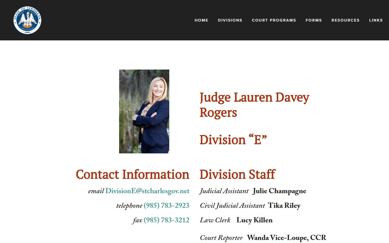 St. Charles Parish court dockets 29th JDC Division E page