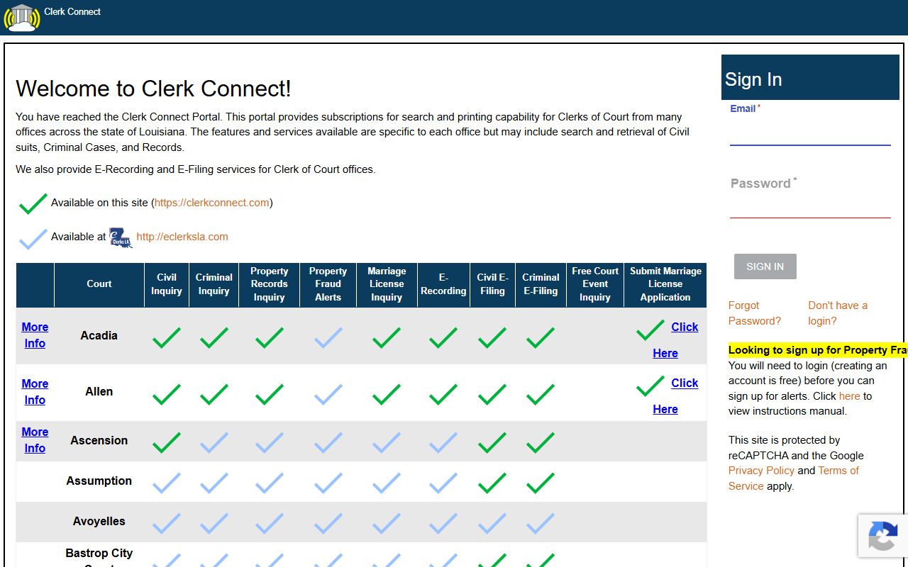 St. Charles Parish court records ClerkConnect search portal