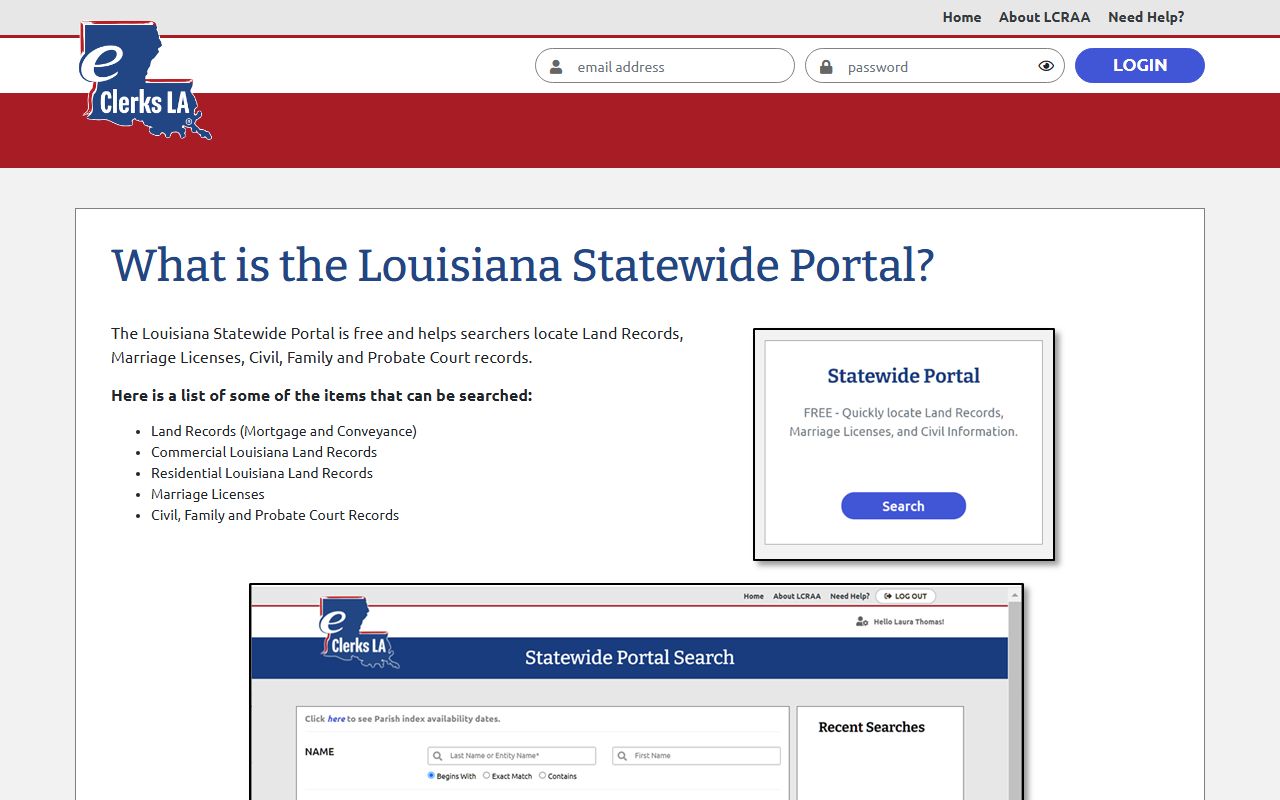 St. Charles Parish court records eClerks statewide portal information