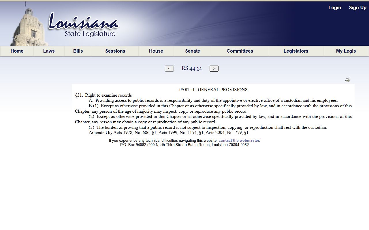 St. Charles Parish court records Louisiana public records right to examine