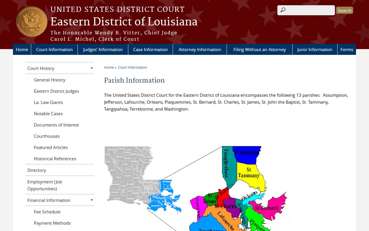 St. Charles Parish court records Eastern District parish coverage