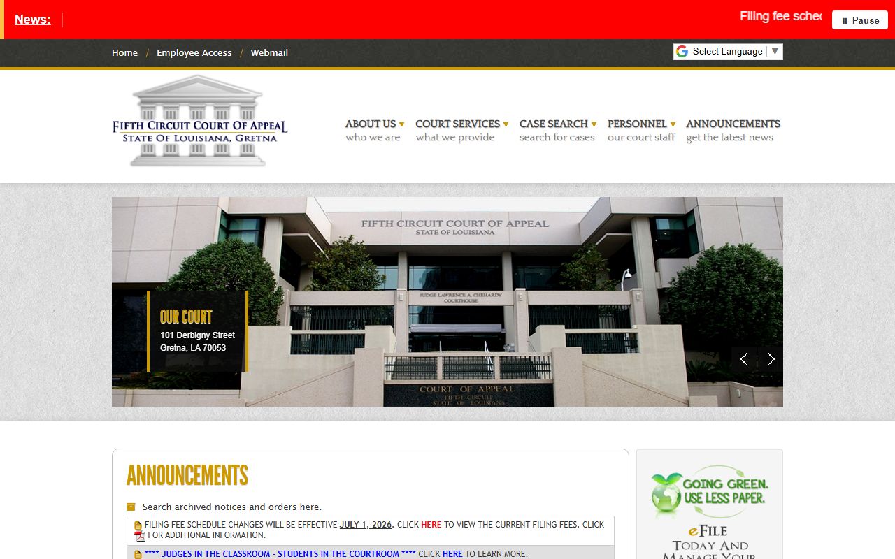 St. Charles Parish court records Louisiana Fifth Circuit Court of Appeal