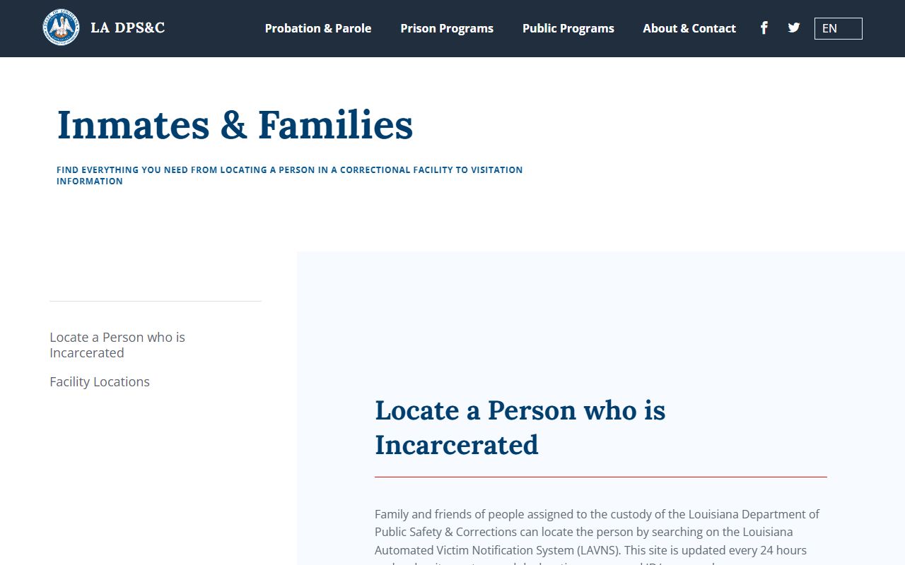 St. Charles Parish inmate records Louisiana DOC offender information