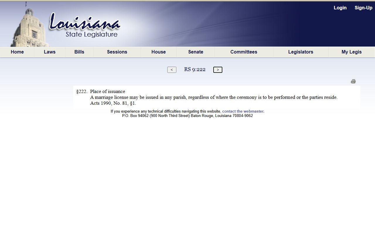 St. Charles Parish marriage records Louisiana marriage license parish issuance law
