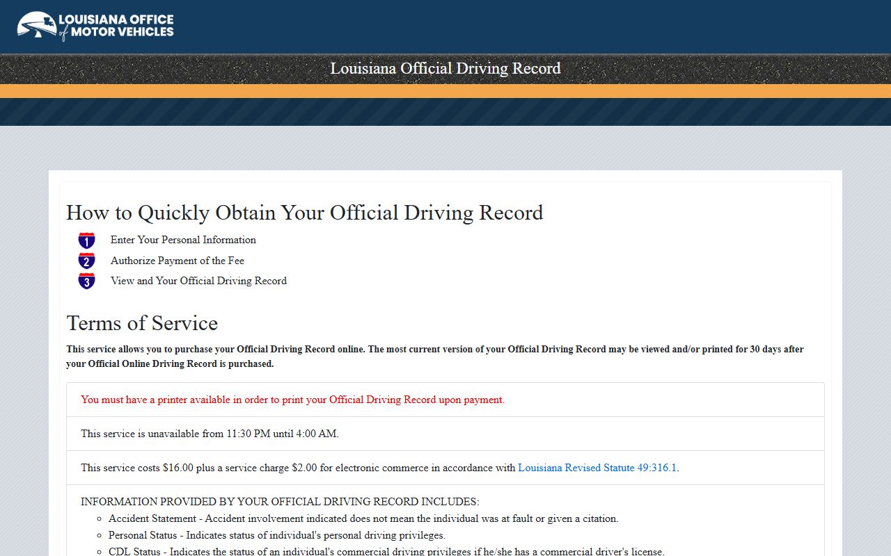 St. Charles Parish traffic court records official driving record purchase portal