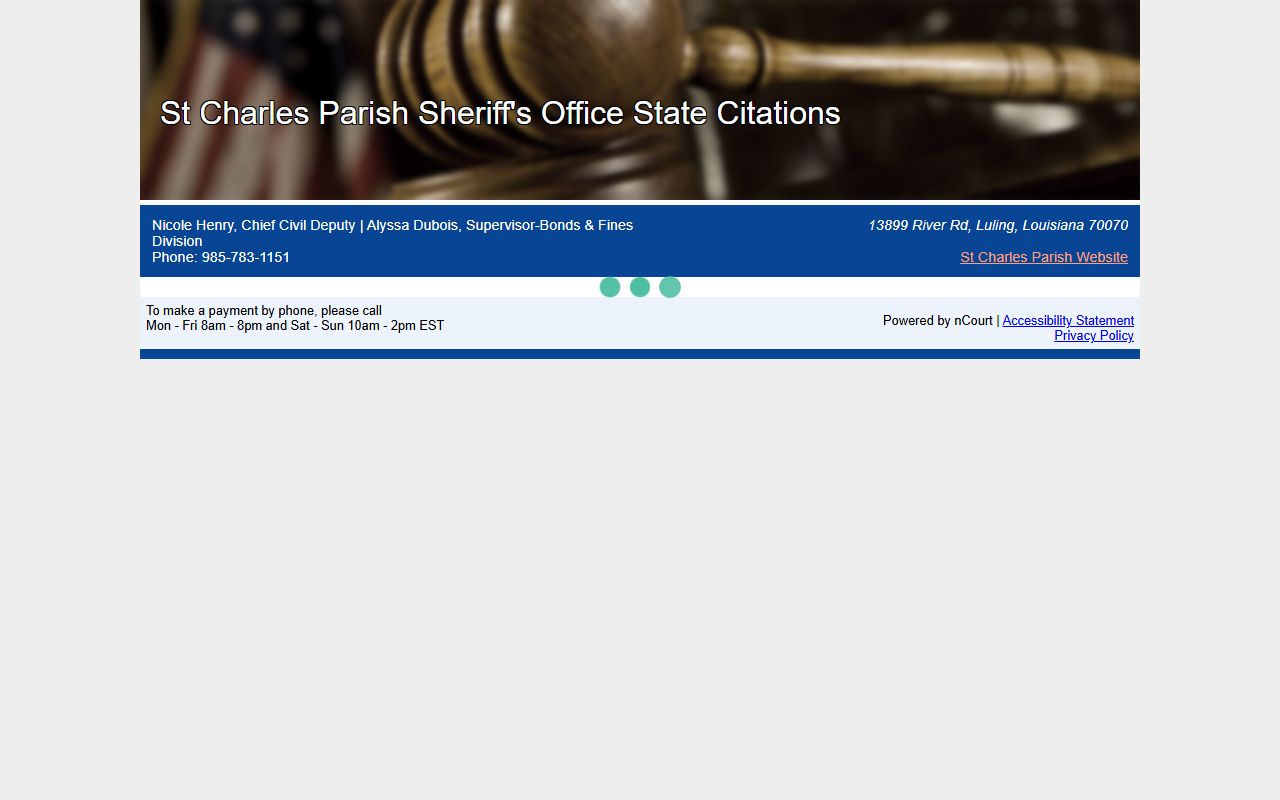 St. Charles Parish traffic court records nCourt citation payment portal