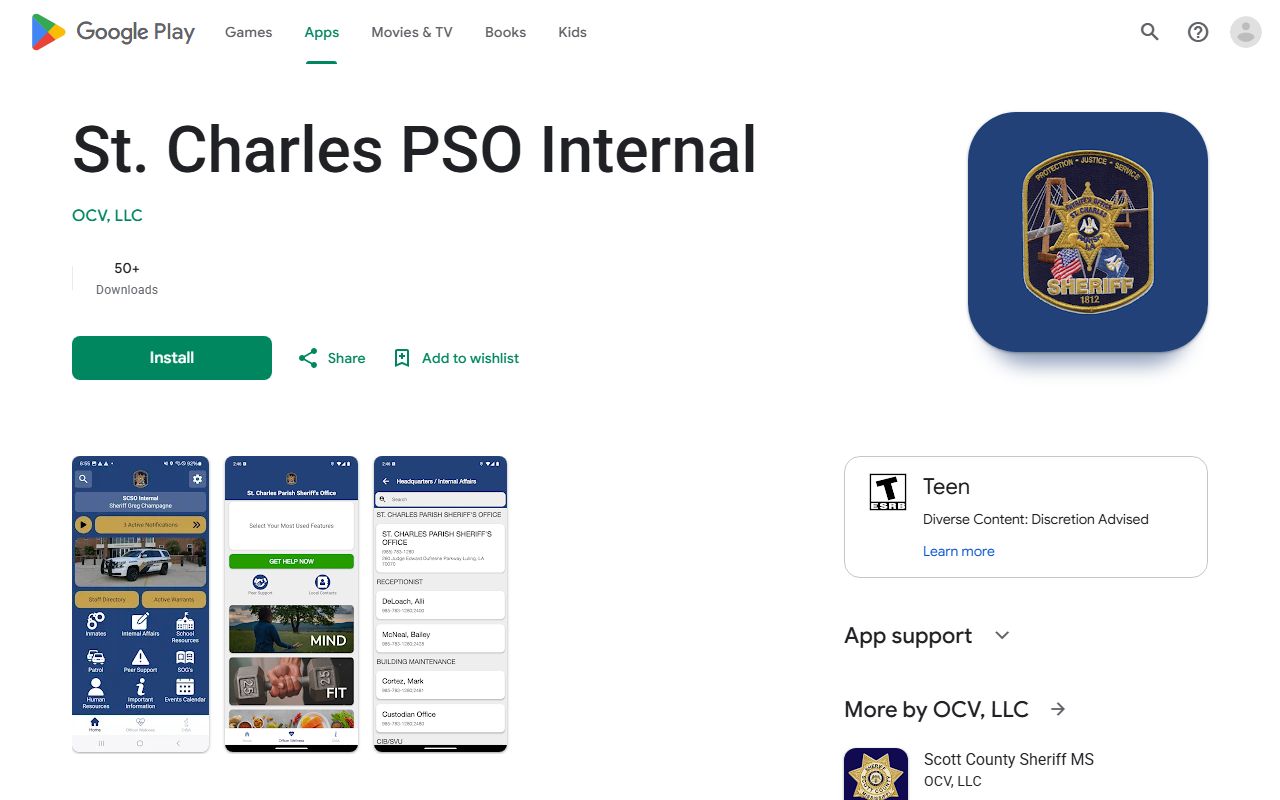 St. Charles Parish warrant records internal sheriff app listing