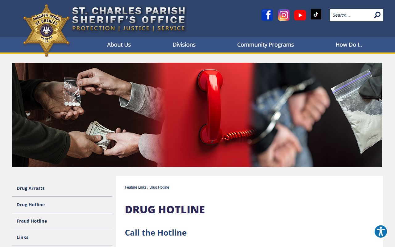 St. Charles Parish warrant records sheriff drug hotline